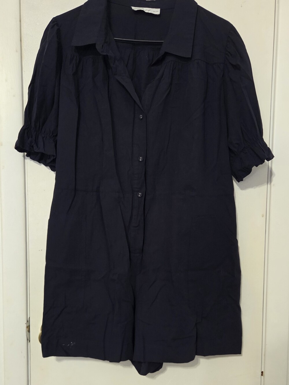 Petal + Pup Navy Button-Front Romper – Size XL